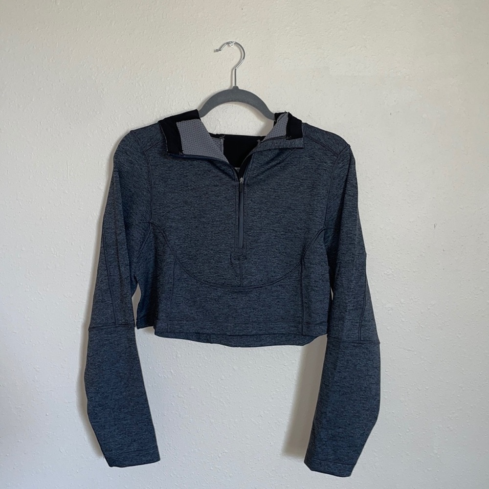 Gray thermal lululemon quarter zip cropped hoodie